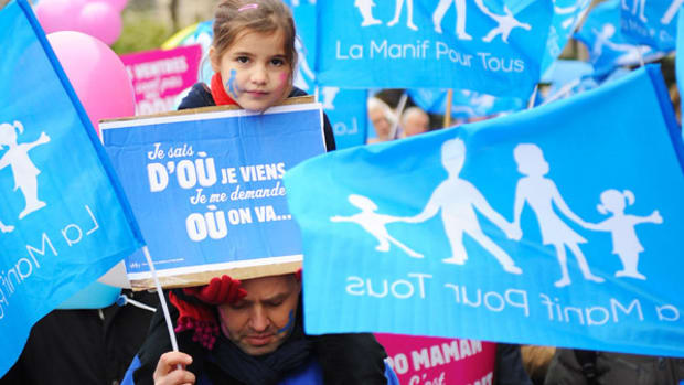 Gay marriage protests in Paris, France