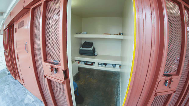 The interior of a cell at the Security Housing Unit of Pelican Bay State Prison, the notorious maximum-security site in Crescent City, California, for top-level prisoners.