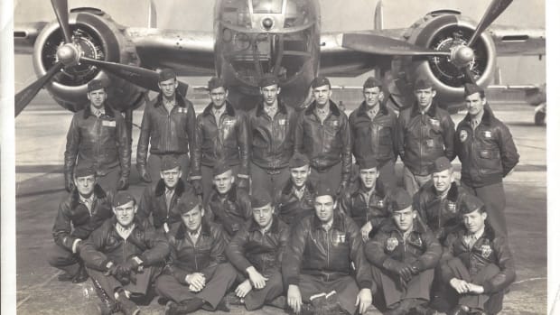 The author's Grandpa George (back row, second from right) during training at the Marine Corps Air Station in Cherry Point, North Carolina.