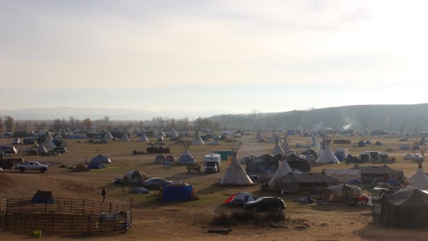 Oceti Sakowin Camp, the main water protector campsite located just to the North of Standing Rock Sioux Tribal Reservation on Highway 1806, near Cannon Ball, North Dakota, on October 27th, 2016.