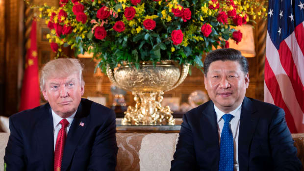 President Donald Trump sits with Chinese President Xi Jinping during a bilateral meeting at the Mar-a-Lago estate in West Palm Beach, Florida, on April 6th, 2017.