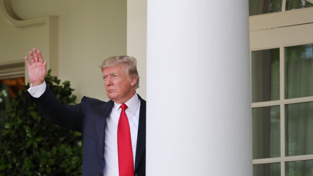 President Donald Trump waves goodbye after announcing his decision to pull the United States out of the Paris climate agreement in the Rose Garden at the White House on June 1st, 2017.