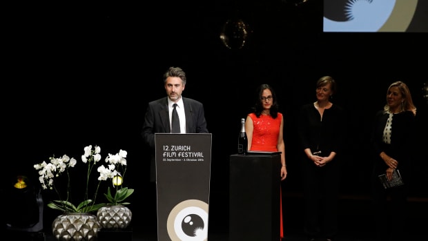 William Oldroyd receives the award for international movie for his movie Lady Macbeth on stage during the Award Night Ceremony during the 12th Zurich Film Festival.
