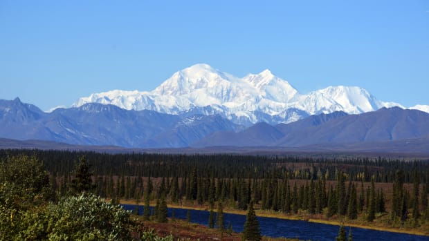 A view of Denali, formerly known as Mt. McKinley, on September 1st, 2015, in Denali National Park, Alaska.