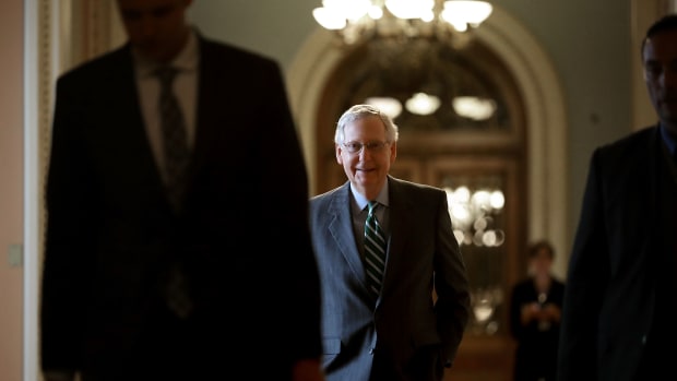 Senate Majority Leader Mitch McConnell arrives at the U.S. Capitol on June 22nd, 2017, in Washington, D.C.