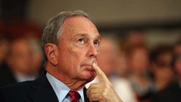 Michael Bloomberg looks on before delivering a speech to delegates on the last day of the Conservative party conference, in the International Convention Centre on October 10th, 2012, in Birmingham, England.