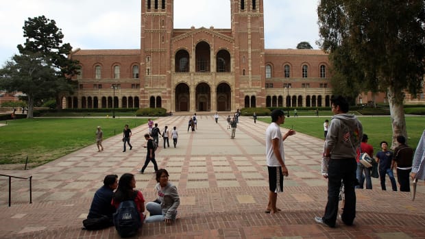 Students go about their business at the University of California–Los Angeles.