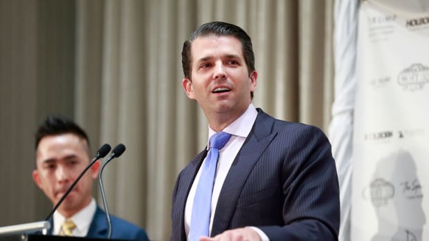 Donald Trump Jr. delivers a speech during a ceremony for the official opening of the Trump International Tower and Hotel on February 28th, 2017, in Vancouver, Canada.