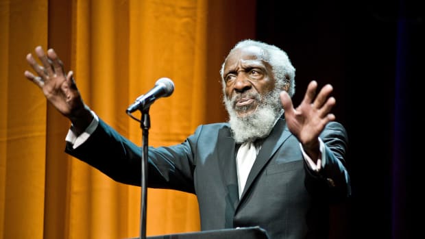 Dick Gregory attends the Roger Ebert Memorial Tribute at Chicago Theatre on April 11th, 2013, in Chicago, Illinois.