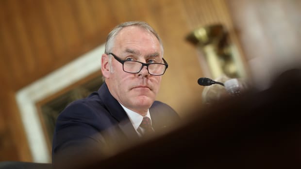 Secretary of the Interior Ryan Zinke testifies before the Senate Energy and Natural Resources Committee on March 13th, 2018, in Washington, D.C.