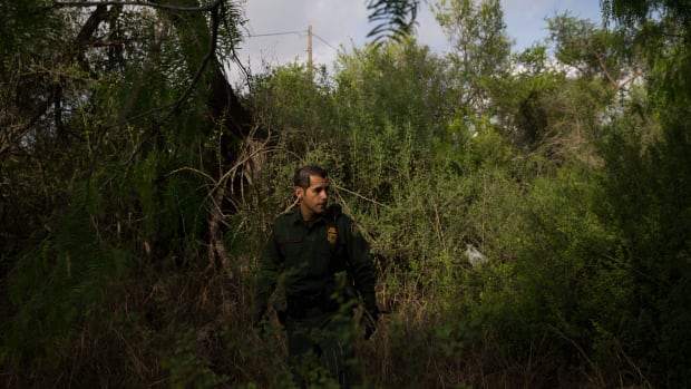 Border Patrol agent Robert Rodriguez tracks for signs of undocumented immigrants along the U.S.-Mexico border near McAllen, Texas, on March 26th, 2018.