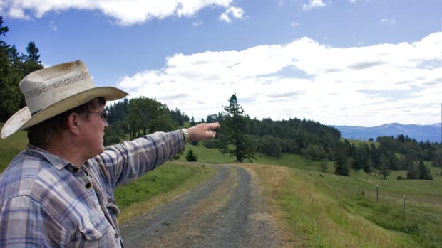 Bill Gow at home on his property in Jackson County, Oregon.
