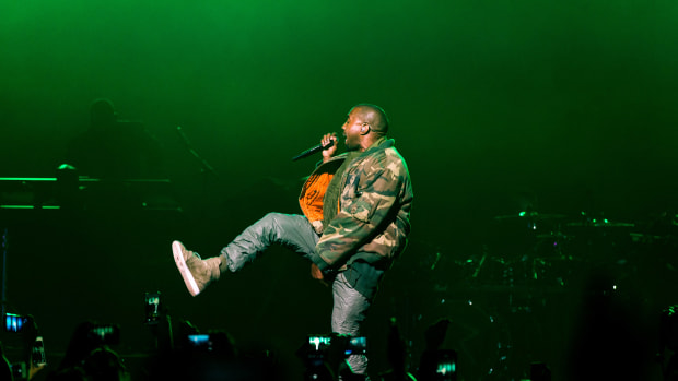 Kanye West performing in Arizona in 2015.