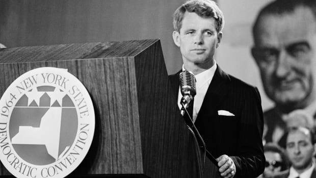 Robert Kennedy gives a speech at the Democratic National Convention in New York on September 2nd, 1964.