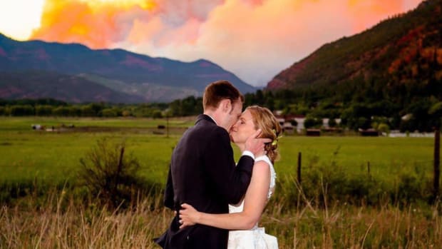 Alexi Hubbell Instagram photo of the Kramers' wedding with the 416 fire in the background