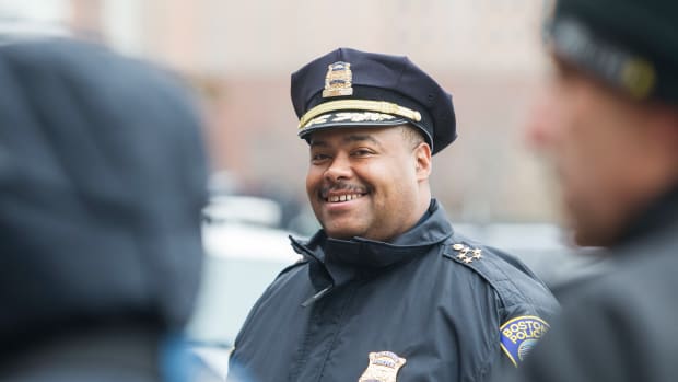 Boston Police Superintendent-in-Chief William Gross outside of John Joseph Moakley United States Courthouse before a press conference with victims of the Boston Marathon Bombing following a verdict in the case on on April 8th, 2015, in Boston, Massachusetts.