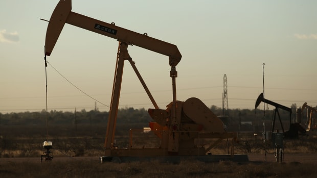 A pump jack sits on the outskirts of town in the Permian Basin oil field on January 21st, 2016 in the oil town of Midland, Texas.