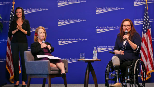 Rebecca Cokley and Senator Tammy Duckworth at the launch of the Disability Justice Initiative at the Center for American Progress, July 26th, 2018, in Washington, D.C.