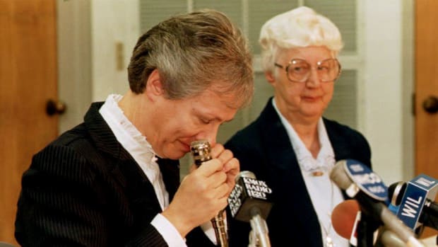 Sister Mildred Gross, provincial of the Adorers of the Blood of Christ convent, on October 31, 1992, during a news conference on the recent killing of five of their missionary sisters in Liberia.