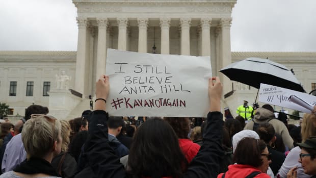 Protesters in front of the Supreme Court demonstrate against the confirmation of Judge Brett Kavanaugh to the court in Washington, D.C., on September 24th, 2018.