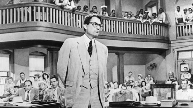 Gregory Peck as Atticus Finch in the 1962 film version of Harper Lee's To Kill a Mockingbird.