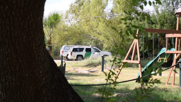A Customs and Border Protection SUV on Cavazos' property.