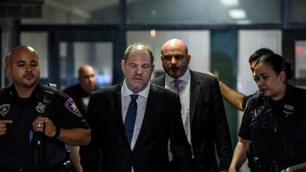 Harvey Weinstein arrives at the New York State Supreme Court on October 11th, 2018, in New York City, a year after the sexual assault and harassment charges against him broke in the New York Times and the New Yorker. Weinstein faces five criminal charges and a maximum sentence of life in prison.