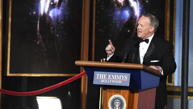 Former White House Press Secretary Sean Spicer speaks onstage during the 69th Annual Primetime Emmy Awards at Microsoft Theater on September 17th, 2017, in Los Angeles, California.