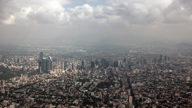 Aerial view of the Reforma Sector in Mexico City on September 24th, 2017, five days after the powerful quake that hit central Mexico.