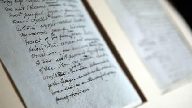 The original manuscript of Frankenstein by Mary Shelley, seen at Oxford University's Bodleian Library on November 29th, 2010, in Oxford, England.