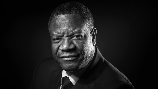 Congolese gynecologist Denis Mukwege poses during a photo session in Paris on October 24th, 2016.