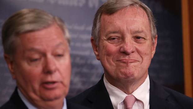 Senator Lindsey Graham and Senate Minority Whip Dick Durbin attend a press conference about the Dream Act on July 20th, 2017, in Washington, D.C.