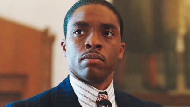 Chadwick Boseman plays Thurgood Marshall in the 2017 movie, Marshall.