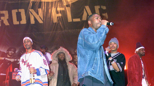 The Wu-Tang Clan performs during a party to celebrate the release of their new album Iron Flag at the Hammerstein Ballroom in New York City.