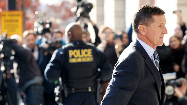 Michael Flynn, former national security adviser to President Donald Trump, arrives for his plea hearing at the Prettyman Federal Courthouse of December 1st, 2017, in Washington, D.C. Special Counsel Robert Mueller charged Flynn with one count of making a false statement to the FBI.