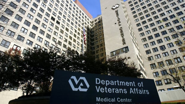 The exterior of the VA Hospital in New York City.