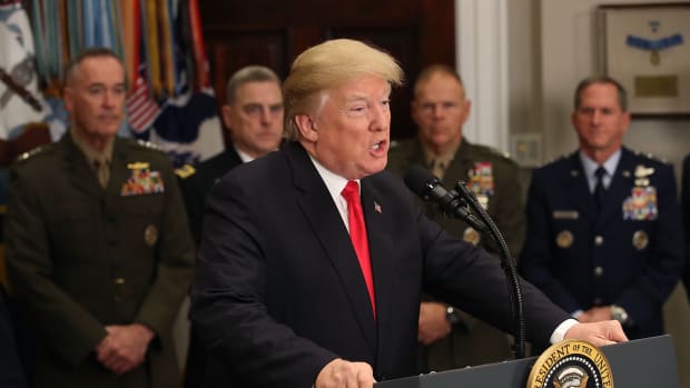 President Donald Trump speaks before signing the National Defense Authorization Act, on December 12th, 2017, in Washington, D.C.