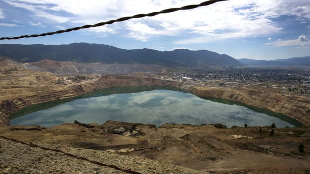 A view of the toxic Berkeley Pit on July 6th, 2017, in Butte, Montana. Formerly an open pit copper mine, the Berkeley Pit is part of the largest Superfund site in the United States.