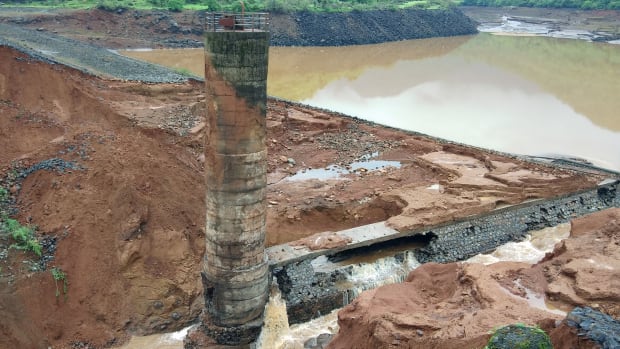 A dam breached in India's western Maharashtra state on July 3rd, 2019.
