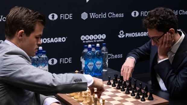 Defending world champion Magnus Carlsen, a Norwegian, plays opponent American Fabiano Caruana in the final game of the World Chess Championship on November 28th, 2018, in London, England. Caruana unsuccessfully tried to unseat Carlsen and become the first American world champion since Bobby Fischer in 1972.