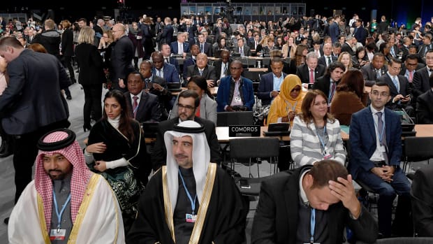 Leaders and negotiators from almost 200 nations listen to speeches during the opening of the COP24 summit on climate change in Katowice, Poland, on December 3rd, 2018.