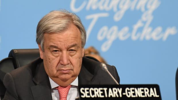 The United Nations Secretary-General Antonio Guterres attends a session at the COP24 summit on climate change in Katowice, Poland, on December 4th, 2018.
