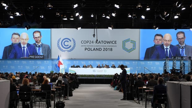 Polish Secretary of State for the Environment Michal Kurtyka speaks during the inaugural session at the 24th Conference of the Parties to the United Nations Framework Convention on Climate Change summit on December 2nd, 2018, in Katowice, Poland.