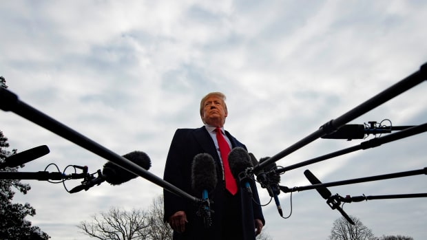 U.S. President Donald Trump speaks to the media as he departs the White House in Washington, D.C., on January 14th, 2019.