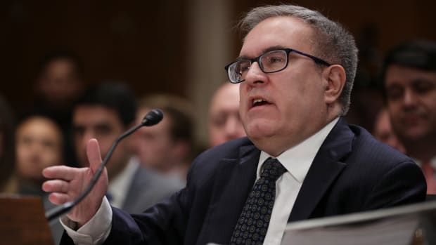 Andrew Wheeler answers senators' questions during his confirmation hearing to be the next administrator of the Environmental Protection Agency before the Senate Environment and Public Works Committee in the Dirksen Senate Office Building on Capitol Hill on January 16th, 2019, in Washington, D.C.