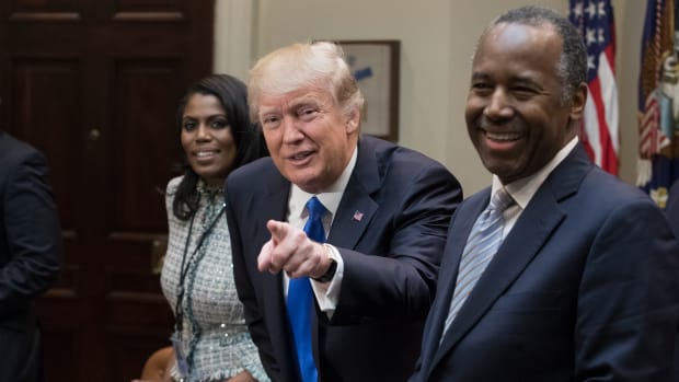 President Donald Trump holds an African American History Month listening session with Ben Carson.