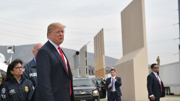 Donald Trump inspects border wall prototypes in San Diego, California, on March 13th, 2018.