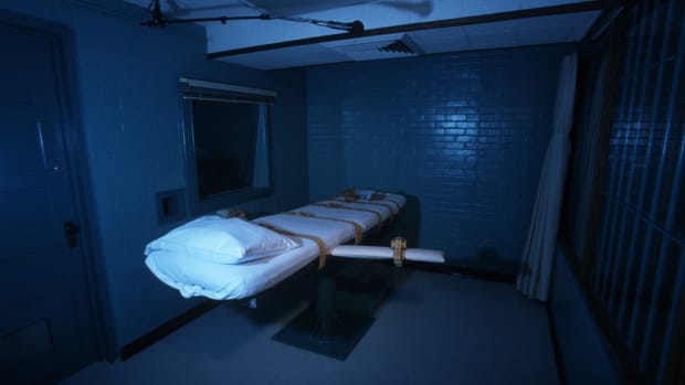 The Texas death chamber in Huntsville, Texas, pictured on June 23rd, 2000, the day after death row inmate Gary Graham was put to death by lethal injection.