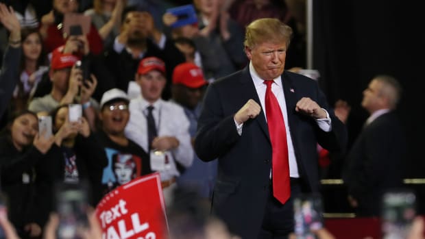 President Donald Trump attends a rally at the El Paso County Coliseum on February 11th, 2019, in El Paso, Texas.