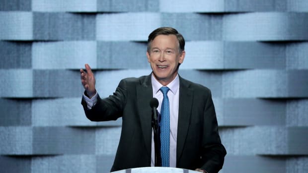 Then-Governor of Colorado John Hickenlooper speaks at the 2016 Democratic National Convention.